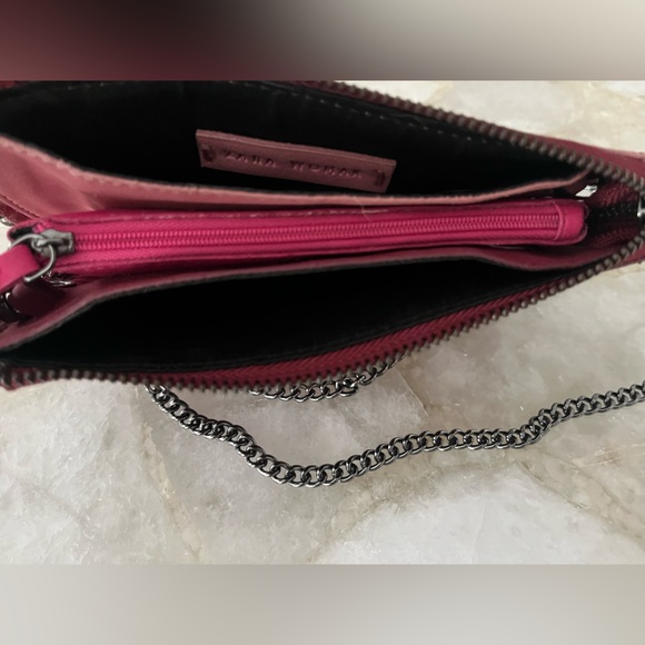 ZARA Two-tone Pink Vegan Leather cross body purse with platinum silver chain! - Picture 5 of 5